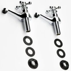 Traditional Bathroom Twin Basin Sink Taps 2 Tap Hole Brass Cross Head -Bathroom Faucet Store 8756425 4