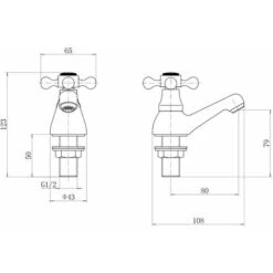 Traditional Bathroom Twin Basin Sink Taps 2 Tap Hole Brass Cross Head -Bathroom Faucet Store 8756425 5