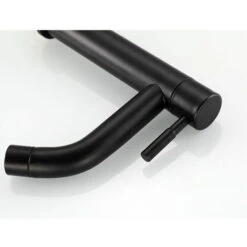 Matte Faucet Black Stainless Steel Basin Single Cold Water Tap For Home Kitchen Room Use, G1/2in Male Thread(Curved Mouth) -Bathroom Faucet Store 87632461 3