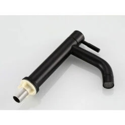 Matte Faucet Black Stainless Steel Basin Single Cold Water Tap For Home Kitchen Room Use, G1/2in Male Thread(Curved Mouth) -Bathroom Faucet Store 87632461 4