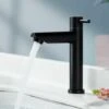 Bathroom Faucet Cold Water Only Matte Black Bathroom Sink Faucet Modern Style Stainless Steel Cold Water Faucet, Applicable Scope(Bathroom,Sink,Basin,Toilet)