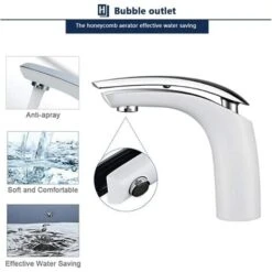 White Bathroom Tap Brass Basin Mixer Tap Basin Faucet Removable ABS Aerator Bathroom Taps Height Under Spout 125mm For Washbasin -Bathroom Faucet Store 88294927 3