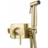Stainless Steel Hand Shower Toilet Portable Bidet Kit Hot And Cold Water Shower Hose Bidet Toilet Complete Kit, Brushed Gold, WS024J2F2 2 Stainless Steel Hand Shower Toilet Portable Bidet Kit Hot And Cold Water Shower Hose Bidet Toilet Complete Kit, Brushed Gold, WS024J2F2 -Bathroom Faucet Store 88295418 1
