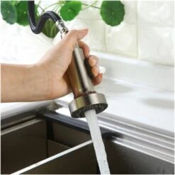 Pull-Out Sink Sprayer With Button Brushed Spray Head 2 Jets For Kitchen Mixer Tap Kitchen Taps -Bathroom Faucet Store 88295632 3