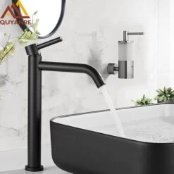 Black Chrome Basin Faucet, Tall Slim Basin, Bathroom Faucet, Single Cold Water Faucet, Sink Crane Bathroom Faucet