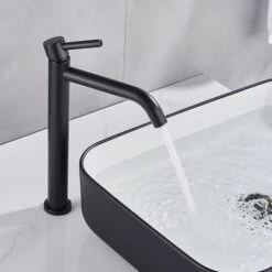 Black Chrome Basin Faucet, Tall Slim Basin, Bathroom Faucet, Single Cold Water Faucet, Sink Crane Bathroom Faucet -Bathroom Faucet Store 88296423 3