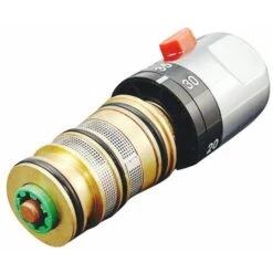 Chrome Thermostatic Shower Faucet Replacement Cartridge，One Piece All Copper Thermostatic Faucet Valve Core Temperature Sensor，Lilaris -Bathroom Faucet Store 88298638 3