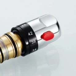 Chrome Thermostatic Shower Faucet Replacement Cartridge，One Piece All Copper Thermostatic Faucet Valve Core Temperature Sensor，Lilaris -Bathroom Faucet Store 88298638 5