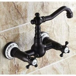 Single Handle Antique Inspired Kitchen Faucet - Wall Mounted, Oil Rubbed Bronze (Black) -Bathroom Faucet Store 88616635 2