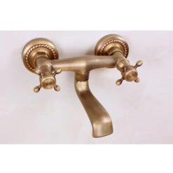 Vintage Copper Wall Mounted Faucet 180° Rotatable Antique Kitchen Wall Sink With Hot And Cold Water -Bathroom Faucet Store 88617258 2