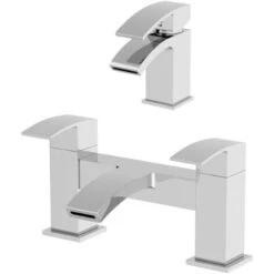 Modern Bathroom Mono Basin Sink Bath Mixer Filler Tap Set Chrome