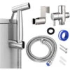 Toilet Hand Shower Kit, Shower Head For Bathroom Cleaning, Personal Daily Hygiene Sprayer, Wall Hose Set (Silver) -Bathroom Faucet Store 89587802 1