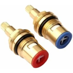 4 Pcs Brass Ceramic Disc Faucet Replacement Ceramic Cartridge Universal Ceramic Brass Cartridge Faucet Kitchen Faucet(Red Blue)