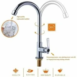 Cold Water Sink Faucet Single Handle One Hole High Arc Deck Mount Stainless Steel Bar Faucet For Kitchen Garden Outdoor RV Easy Installation Chrome -Bathroom Faucet Store 89808249 4