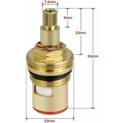 2pcs Head With Ceramic Discs, /2 Ceramic Cartridges, Universal Spare For Brass Tap 20 Notches X 53mm Spare For Cusin, Bathroom (hot And Cold) -Bathroom Faucet Store 89808318 3