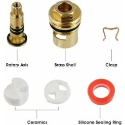 2pcs Head With Ceramic Discs, /2 Ceramic Cartridges, Universal Spare For Brass Tap 20 Notches X 53mm Spare For Cusin, Bathroom (hot And Cold) -Bathroom Faucet Store 89808318 5