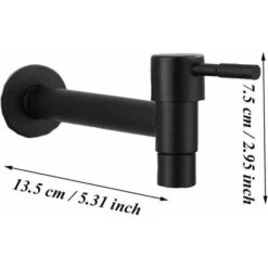 Mop Pool Faucet, Black Wall Mount Faucet, Wall Tap, Cold Water Faucet, Bathroom, Sink, Balcony, Kitchen Stainless Steel Water Saving Faucet (Black) -Bathroom Faucet Store 89808421 3
