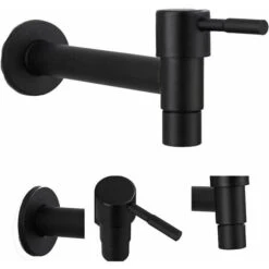 Mop Pool Faucet, Black Wall Mount Faucet, Wall Tap, Cold Water Faucet, Bathroom, Sink, Balcony, Kitchen Stainless Steel Water Saving Faucet (Black) -Bathroom Faucet Store 89808421 5