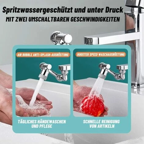 1080 Swivel Faucet Aerator, 2 Modes Adjustable Faucet Aerator, Wide Angle Aerator, Rotating Aerator, Swivel Kitchen Faucet Head 4 1080 Swivel Faucet Aerator, 2 Modes Adjustable Faucet Aerator, Wide Angle Aerator, Rotating Aerator, Swivel Kitchen Faucet Head - Image 2