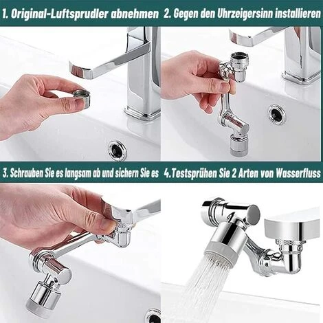 1080 Swivel Faucet Aerator, 2 Modes Adjustable Faucet Aerator, Wide Angle Aerator, Rotating Aerator, Swivel Kitchen Faucet Head 6 1080 Swivel Faucet Aerator, 2 Modes Adjustable Faucet Aerator, Wide Angle Aerator, Rotating Aerator, Swivel Kitchen Faucet Head - Image 4