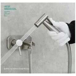 Toilet Spray Kit，Toilet Bidet Sprayer, Bidet Shower Sprayer Kit Brass Mixer Tap Wall Mounted Silver -Bathroom Faucet Store 90432352 4