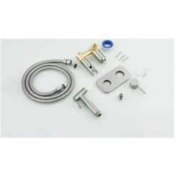 Toilet Spray Kit，Toilet Bidet Sprayer, Bidet Shower Sprayer Kit Brass Mixer Tap Wall Mounted Silver -Bathroom Faucet Store 90432352 5