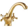 Traditional Victorian Integral Basin Faucet Vintage Double Cross Handle Bathroom Faucet, Gold -Bathroom Faucet Store 90738751 1
