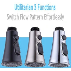 Faucet Spout, Horn Push Button Switch Hanging Spout Replaceable, For G1/2 Connectors (Brushed) -Bathroom Faucet Store 90739472 4