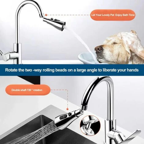 Multi Function Pull-Out Kitchen Tap Spray Head Replacement Shower Head For Kitchen Bathroom Mixer Tap , Universal G 1/2-inch(61003 Electroplating CP1PCS) 5 Multi Function Pull-Out Kitchen Tap Spray Head Replacement Shower Head For Kitchen Bathroom Mixer Tap , Universal G 1/2-inch(61003 Electroplating CP1PCS) - Image 3