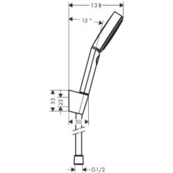 Hansgrohe Ecostat Set Thermostatic Bath/shower Mixer + Hand Shower 105mm 3 Jets + Shower Hose 125cm + Wall Bracket, Chrome -Bathroom Faucet Store 90872307 4