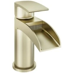 Aquarius Niagara Waterfall Basin Mono Tap Inc Waste Brushed Brass AQ791016