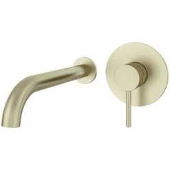 Aquarius Curve Wall Mounted Basin Tap Brushed Brass AQ791006
