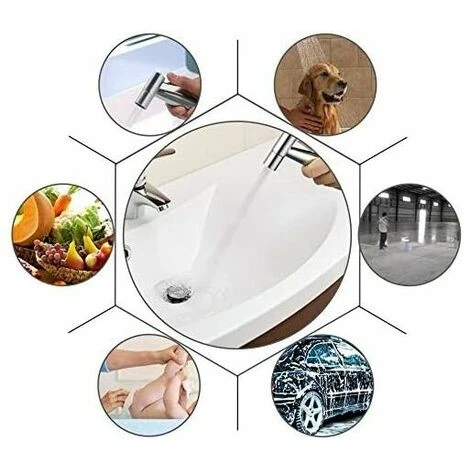 Handheld Bidet Sprayer, Brushed Nickel Stainless Steel Sprayer Set, Bathroom Diaper Cleaner, Portable Stainless Steel Shower Nozzle 7 Handheld Bidet Sprayer, Brushed Nickel Stainless Steel Sprayer Set, Bathroom Diaper Cleaner, Portable Stainless Steel Shower Nozzle - Image 5