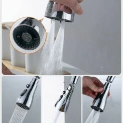 Faucet Head, Kitchen Sink Extension With 360° Rotating Spout Spray Head With 3 Modes Faucet Nozzle Adjustment, Shower Faucet Aerator (Black) 9 Faucet Head, Kitchen Sink Extension With 360° Rotating Spout Spray Head With 3 Modes Faucet Nozzle Adjustment, Shower Faucet Aerator (Black) -Bathroom Faucet Store 91173006 3