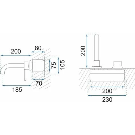 Concealed Basin Faucet Rea Lungo Long Brush Gold + Box 7 Concealed Basin Faucet Rea Lungo Long Brush Gold + Box - Image 5
