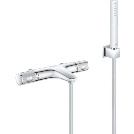 Grohe Grohtherm Thermostatic Bath/shower Mixer Set + Stick 1 Jet Shower, Wall Holder, Flexible Hose, Chrome (34780000-CUBESTICK) 3 Grohe Grohtherm Thermostatic Bath/shower Mixer Set + Stick 1 Jet Shower, Wall Holder, Flexible Hose, Chrome (34780000-CUBESTICK)