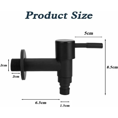 Stainless Steel Wall Mounted Garden Faucet, 1 Piece G1/2 Inch Wall Mounted Wash Faucet Balcony Bathroom Kitchen Garden Wash Faucet (Black) 5 Stainless Steel Wall Mounted Garden Faucet, 1 Piece G1/2 Inch Wall Mounted Wash Faucet Balcony Bathroom Kitchen Garden Wash Faucet (Black) - Image 3