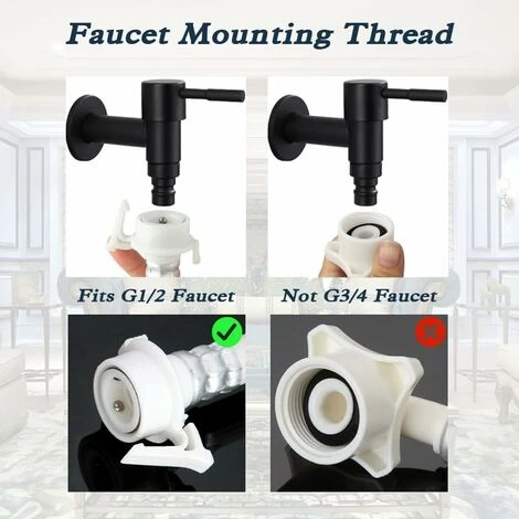 Stainless Steel Wall Mounted Garden Faucet, 1 Piece G1/2 Inch Wall Mounted Wash Faucet Balcony Bathroom Kitchen Garden Wash Faucet (Black) 7 Stainless Steel Wall Mounted Garden Faucet, 1 Piece G1/2 Inch Wall Mounted Wash Faucet Balcony Bathroom Kitchen Garden Wash Faucet (Black) - Image 5