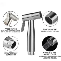 Stainless Steel Bidet Sprayer, Handheld Sprayer Toilet Attachment For Pet Bathroom/Personal Hygiene, Easy To Install (Gold) -Bathroom Faucet Store 92185113 4