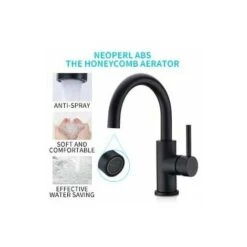 Bathroom Faucet, 360° Swivel Basin Faucet, High Spout Basin Mixer Tap, Faucet For Bathroom Or Small Kitchen, Matte Black 9 Bathroom Faucet, 360° Swivel Basin Faucet, High Spout Basin Mixer Tap, Faucet For Bathroom Or Small Kitchen, Matte Black -Bathroom Faucet Store 92346593 3