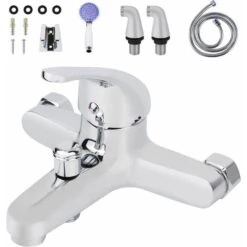 Bathroom Shower Mixer Tap Wall MountModern Bathroom Taps With Shower Head Chrome Single Lever Monobloc Solid Brass Bathroom Taps With Shower System And UK Standard Fitting -Bathroom Faucet Store 92381527 3