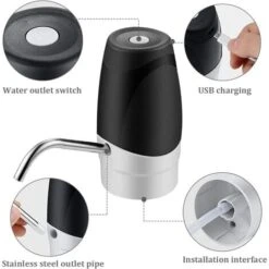 Bottle Water Pump Compatible With Universal 2-5 Gallon Bottle, USB Rechargeable Battery Charging Automatic Drinking Water Pump, Portable Electric Water Dispenser For Home, Kitchen, Office, Camping -Bathroom Faucet Store 92865539 3