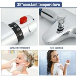Thermostatic Shower Mixer, Brass Thermostatic Bathtub Mixer, Thermostatic Shower Faucet With 38°C Safety Button, Thermostatic Shower Mixer 10 Thermostatic Shower Mixer, Brass Thermostatic Bathtub Mixer, Thermostatic Shower Faucet With 38°C Safety Button, Thermostatic Shower Mixer -Bathroom Faucet Store 92868182 4