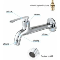 Chrome Brass Faucet Laundry Bathroom Wall Mounted Washing Machine Faucet Outdoor Garden Single Hose Cold Faucet -Bathroom Faucet Store 92868312 3