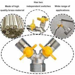 Brass 1/2" Y Switch Valve, 2-Way Y-Distributor Faucet Splitter, Divider Gas Valve, Hose Divider Brass, For Shower Head, Shower Arm 9 Brass 1/2" Y Switch Valve, 2-Way Y-Distributor Faucet Splitter, Divider Gas Valve, Hose Divider Brass, For Shower Head, Shower Arm -Bathroom Faucet Store 92868333 3