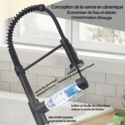 Black Kitchen Faucet 360° Swivel Single Handle Kitchen Sink Faucet High Arc Pull Out Sprayer 2 Spray Modes Brass -Bathroom Faucet Store 92868444 4