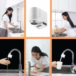 Touchless Bathroom Sink Faucet Adapter Automatic Smart Motion Sensor Hands Free Water Faucet Attachment Ideal For Hotel Kitchen Sink (White) -Bathroom Faucet Store 93498950 4