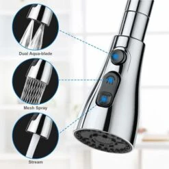 Kitchen Sink Faucet Sprayer 360 Degrees, 3 Modes Kitchen Faucet Nozzle With Aerator -Bathroom Faucet Store 93518911 4