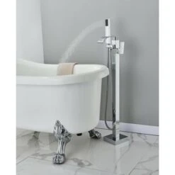 Robinet Baignoire Ilot Autoportante Mitigeur Baignoire Robinet Baignoire Îlot Bain Mélangeur Sur Pied Avec Douchette Chromé -Bathroom Faucet Store 93559417 3