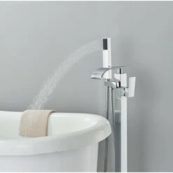 Robinet Baignoire Ilot Autoportante Mitigeur Baignoire Robinet Baignoire Îlot Bain Mélangeur Sur Pied Avec Douchette Chromé -Bathroom Faucet Store 93559417 4